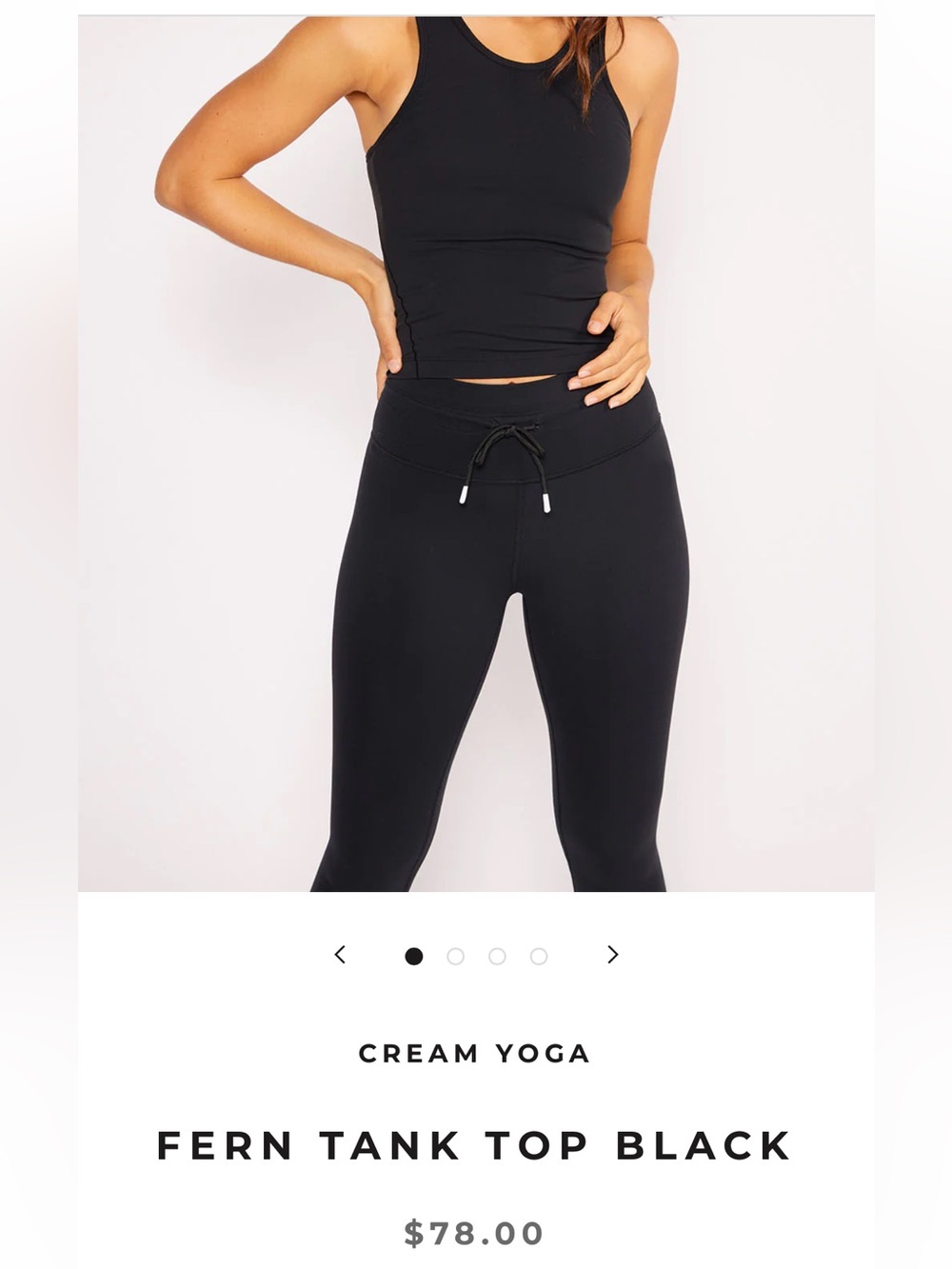 Cream Yoga Fern Tank Top - Black